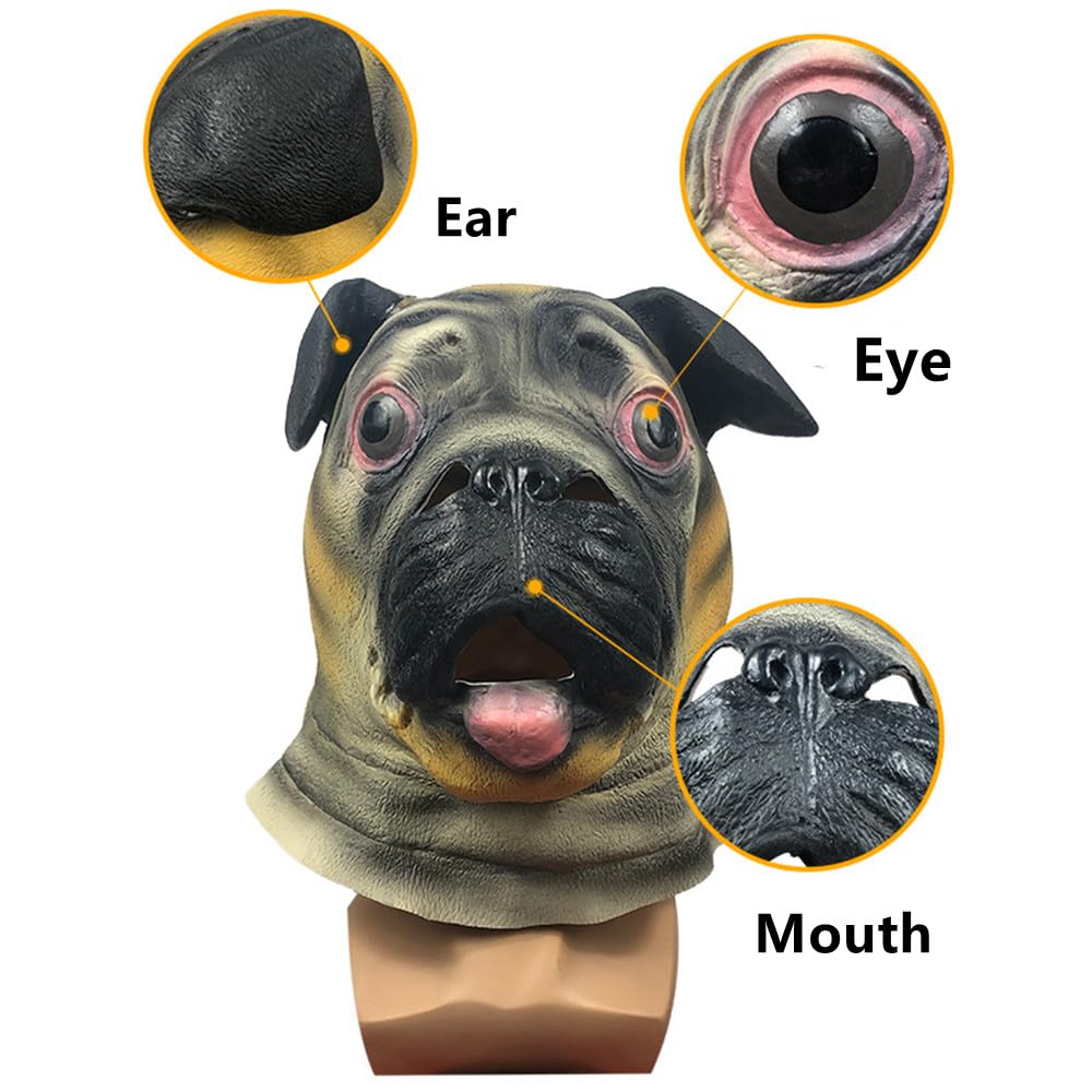 Shar Pei maska na głowę psa na Halloween, kostium na całą twarz, maski, zwierzę, lateks, cosplay, przebranie, rekwizyty