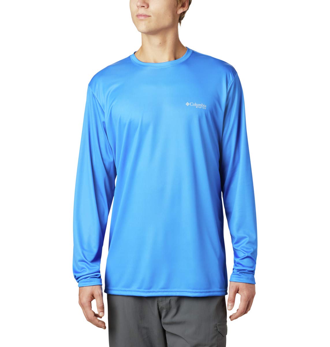 Columbia Men's Standard Terminal Tackle PFG State Triangle Long Sleeve, Vivid Blue/TX Flag, Medium