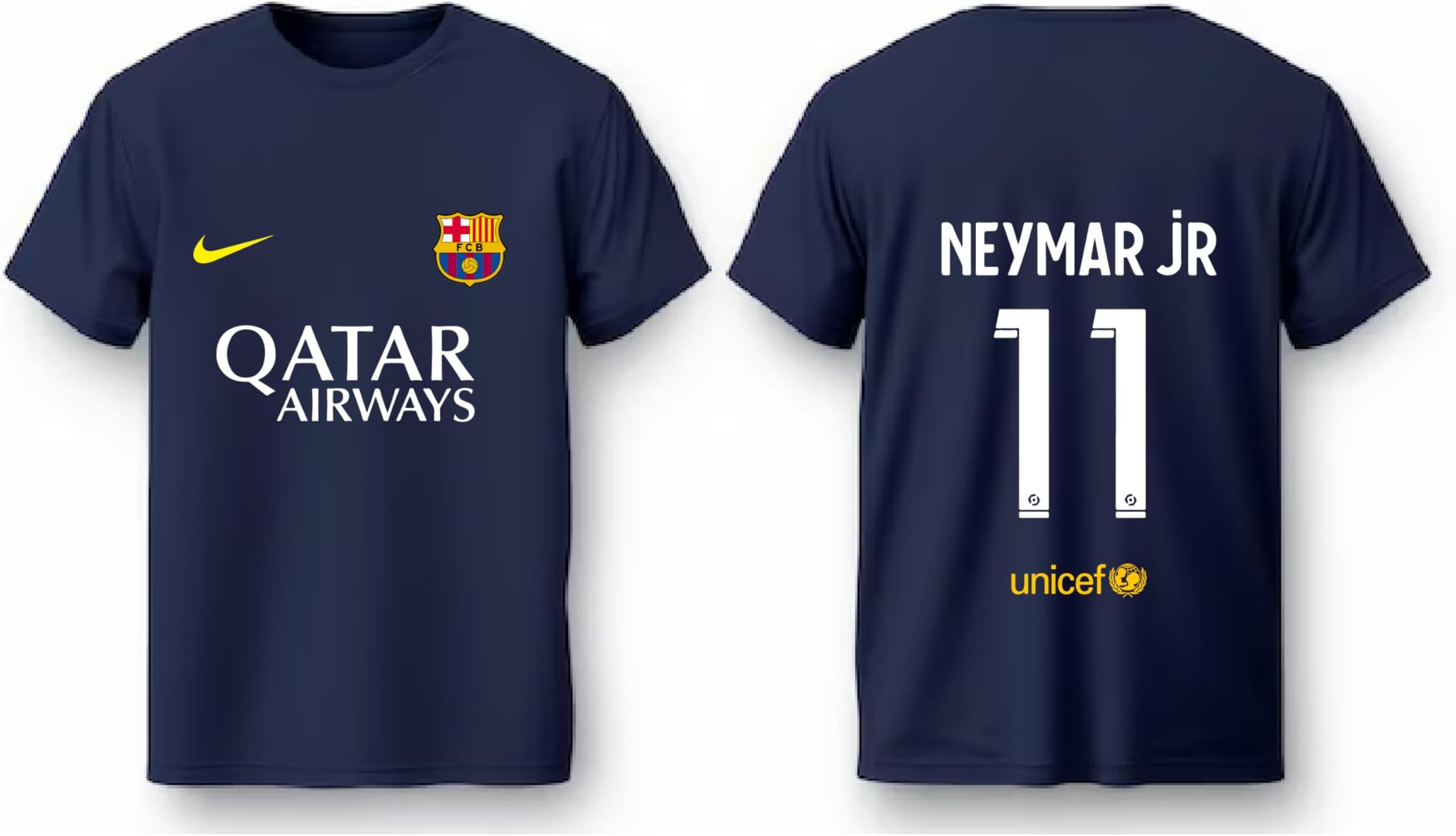 woopme Fc Barcelonaa Neymarr Jr Football Team Half Sleeve Round Neck Jersey for Men Boys