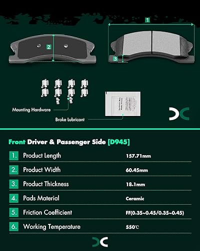 Miniatura 3 de SCITOO Juego de pastillas de freno de cerámica D945 reemplazo delantero para Jeep Grand Cherokee 1999-2004