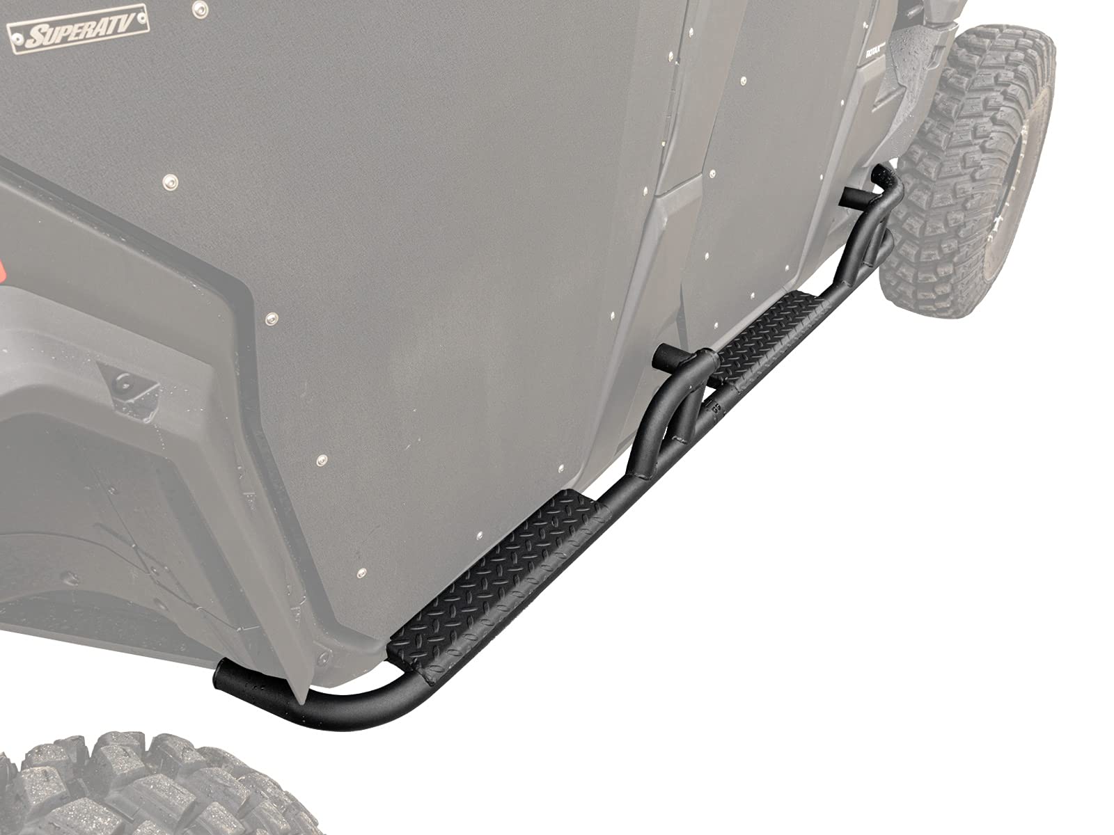 SuperATV Nerf Bars Tree Kickers Rock Sliders for 2017+ Can Am Defender Max HD 8 (See Fitment List) | Made of 1.75" Diameter Steel Tubing | Powder-Coat