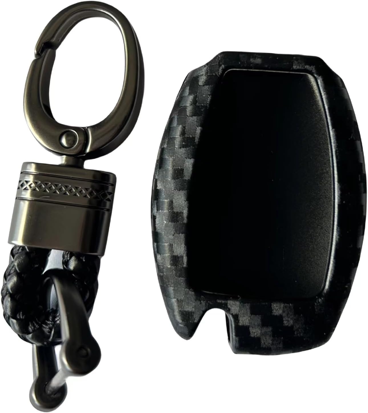 7Cylinder Compatible with Mercedes Benz 2015 Rubber Key Fob Case Cover Shell with Keychain for E Class S Class A Class C Class G Class - Carbon Fiber