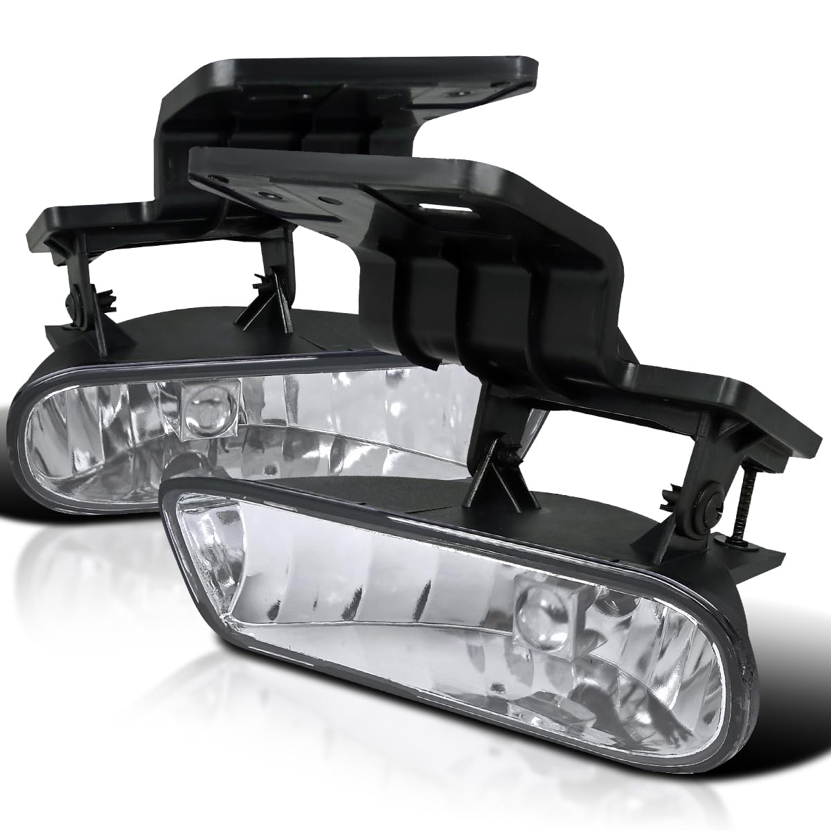 Spec-D Tuning Clear Driving Fog Lights + Bulbs Compatible with 1999-2002 Chevy Silverado 2000-2006 Tahoe Suburban Left + Right Pair Assembly