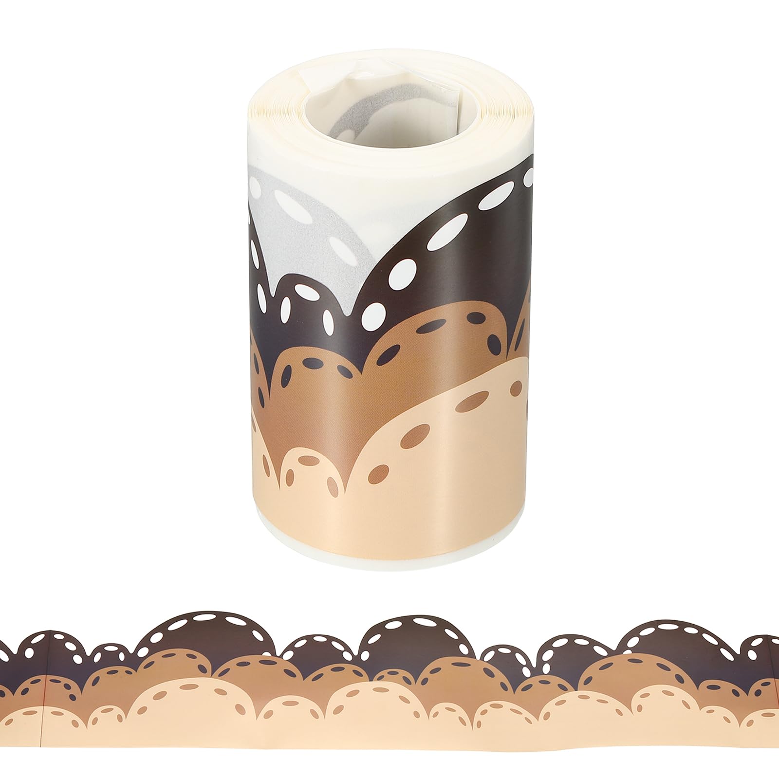 PATIKIL Bulletin Board Borders, 32.8ft Scalloped Classroom Border Trim Paper Roll Colorful Stickers Frame for Bulletin Board Classroom Decorations, Brown