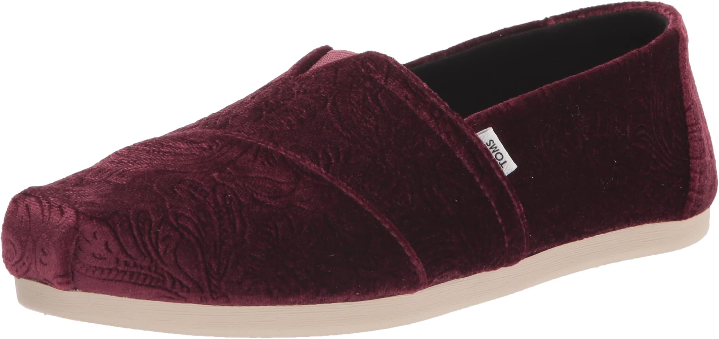 TOMS Women's Alpargata Recycled Cotton Canvas” Loafer Flat, Dark Burgundy Floral, 8.5