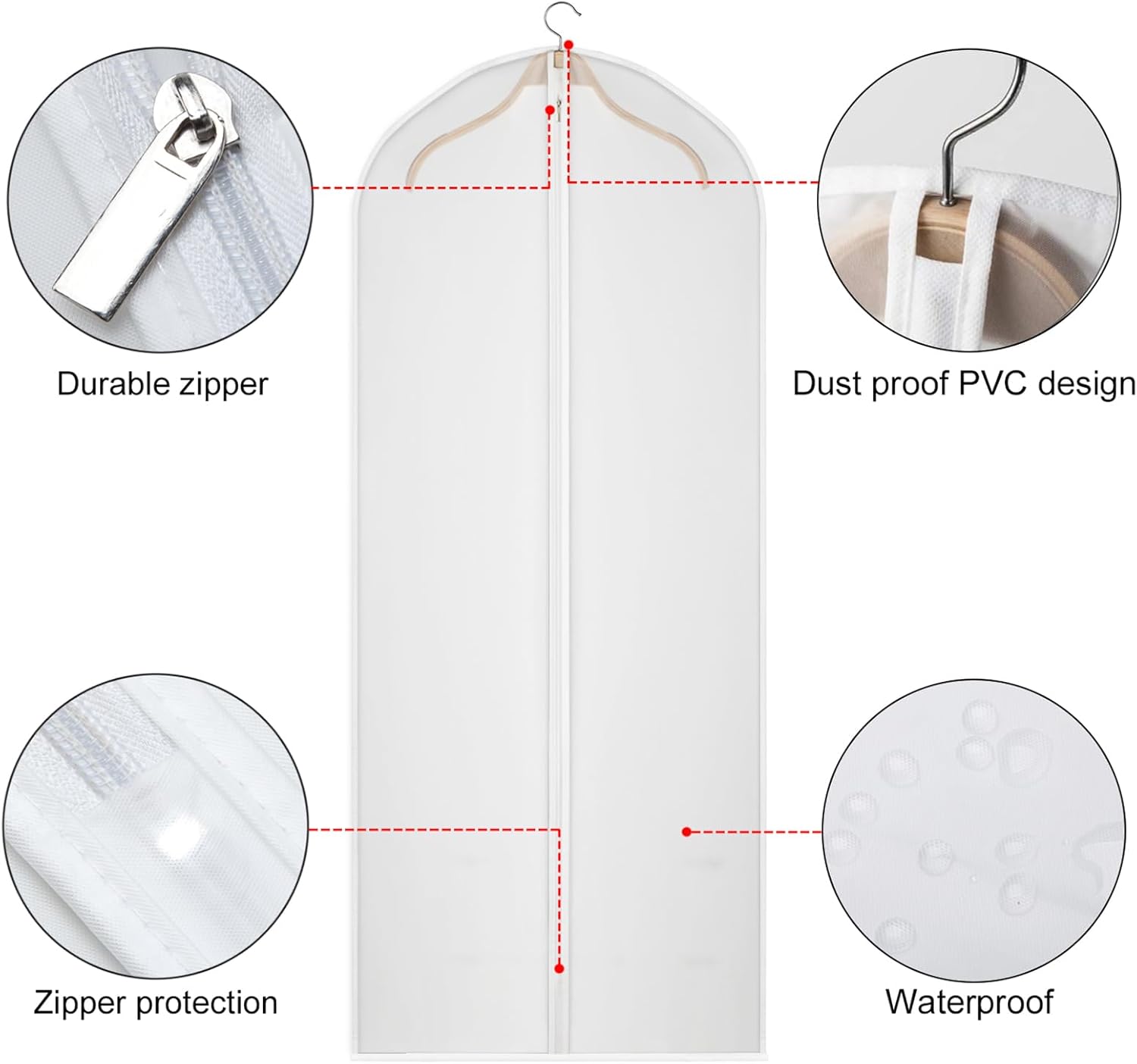 Kntiwiwo 60 inches Garment Bags for Closet Storage with Zipper Clear Garments Bag for Gowns Long, Dresses, Suit, Coat - Set of 20 [Upgraded Version] - Image 4
