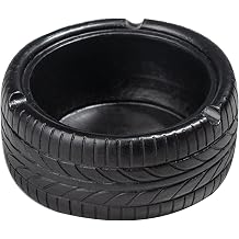 Tire Shaped Round Ashtray Resin Small Smokeless Ash Tray Retro Tabletop Ashtray for Home Hotel Restaurant Indoor Outdoor Black Gray