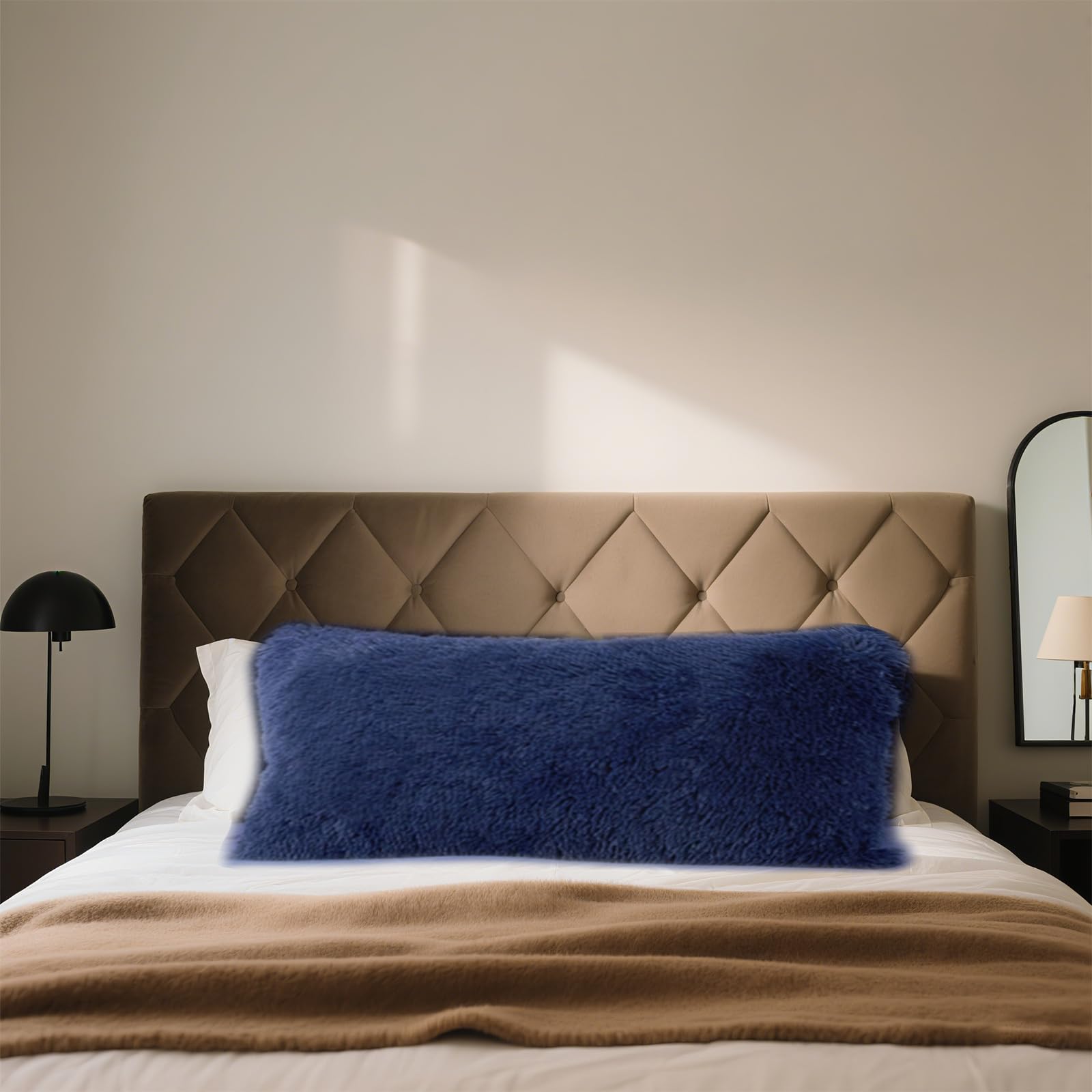 MorroMorn Body Pillow Cover with Zipper, Fluffy Body Pillow Pillowcase Fuzzy Long Pillow Case 20x54 inches - Luxury Faux Fur Shaggy Decorative Ultra