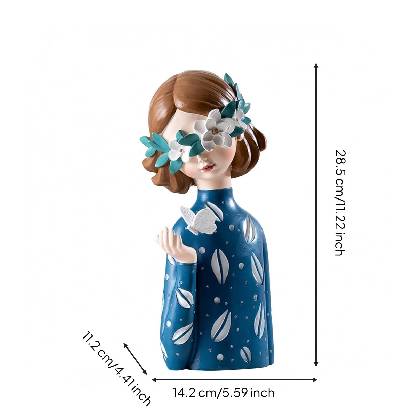 predolo Busto Niña corativa | talles Florales Elegantes, Figura Resina, Artística, Estatuilla, para Dormitorio,