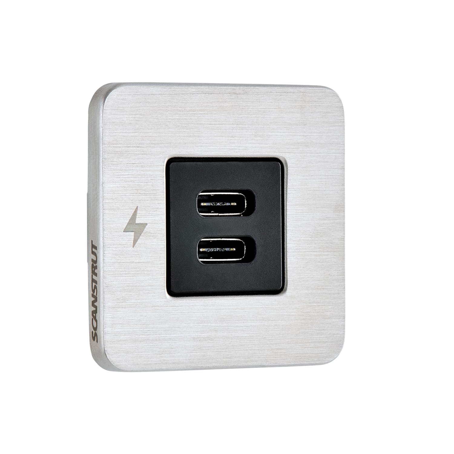 Scanstrut SC-TILE-21 Unterputz Dual USB-C Ladebuchse 10-32V | Bis zu 36W an 12V / 60W auf 24V | Ultra-Low Profile 40mm Standfläche | Edelstahl Lünette | Marine & RV Innenraum USB Ladegerät
