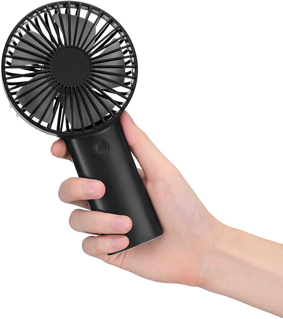 YunTuo Handheld Fan Battery Powered with 4400 mAh Rechargeable Battery, 3 Speeds Mini Portable Hand Held Fans Indoor Outdoor USB Electric Fan for Office Home Sport Camping Travel (Black)