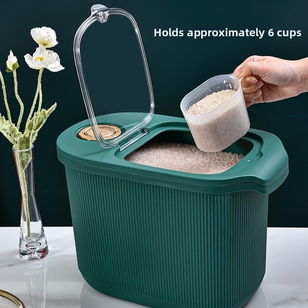 Récipient de stockage à riz hermétique et résistant à l'humidité de grande capacité pour le stockage en vrac, moderne et minimaliste, blanc, vert, deux (20 Jin Blanc)