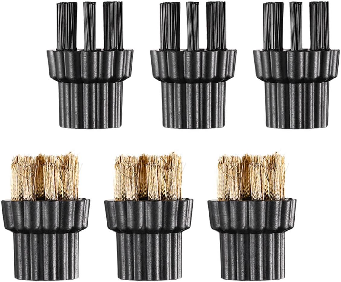CHILDWEET 6pcs Household Steam Cleaner Brush Heads Replacement Parts Set with Nylon and Copper Brushes for Multi-Purpose Cleaning Machines, Compatible Steam Mop Accessories for Home Use