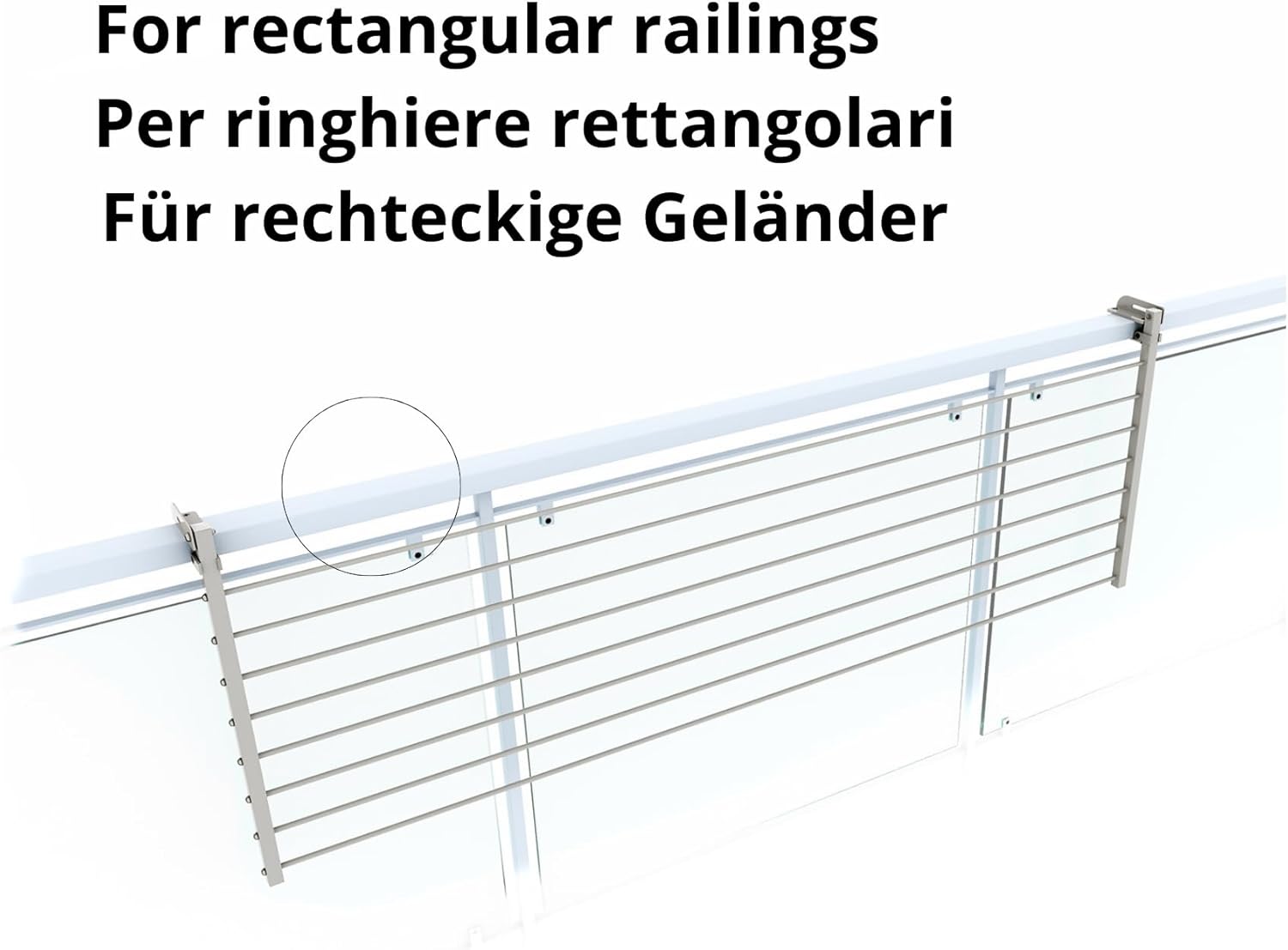 Foxydry Duo drying rack extended inwards towards the balcony with clothes hanging.