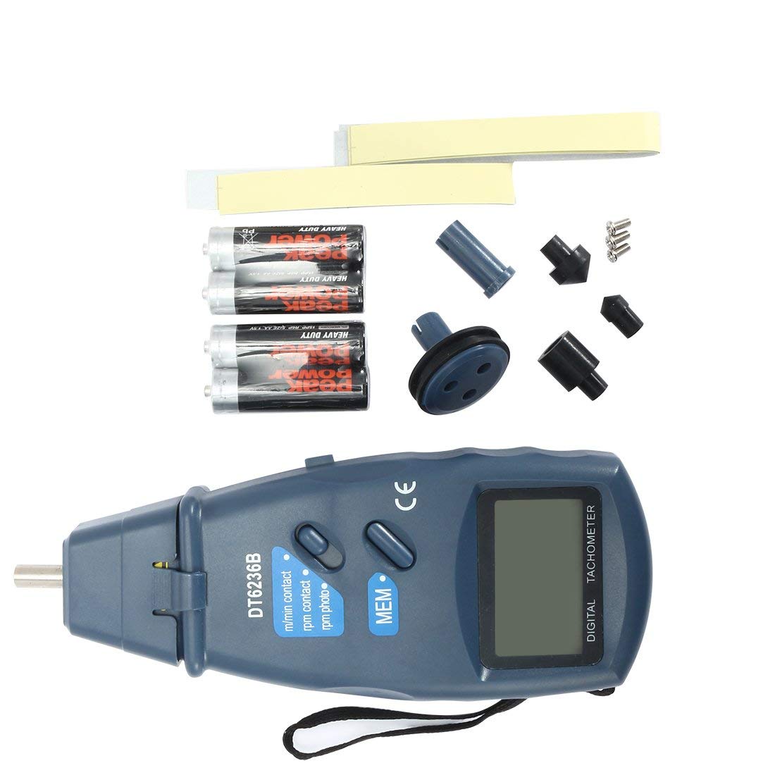 Tacómetro digital 2 en 1 con/sin contacto DT-6236B rpm 2,5 a 9.999 rpm ruedas medición velocidad lineal rotación