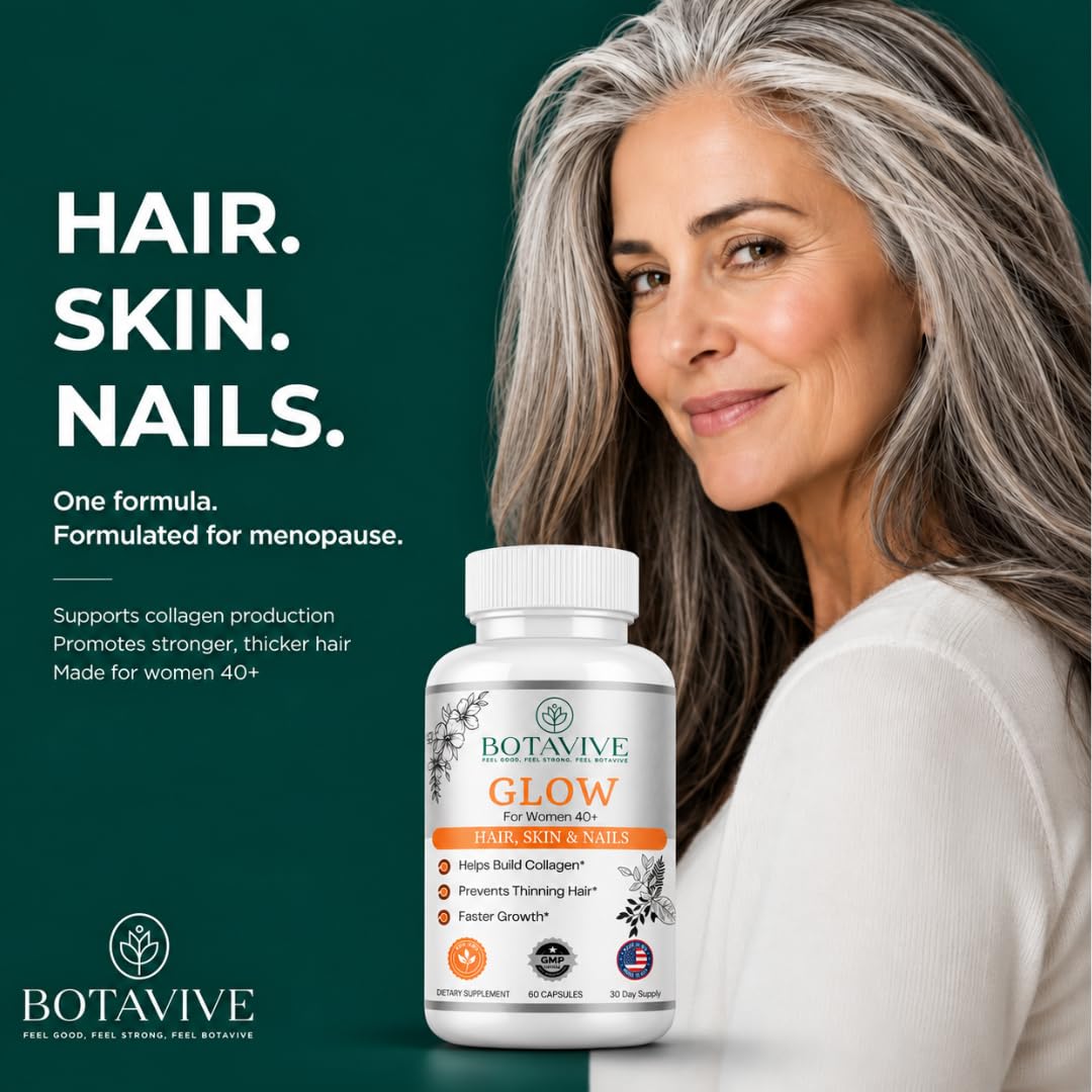 Botavive Glow Menopause Hair & Skin Supplement for Women Over 40, 60 Count — Amazon image 5