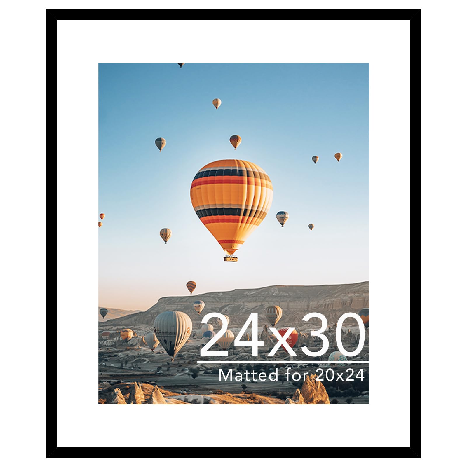 JCJMY Cornice portafoto 24 x 30 cm con tappetino 50 x 61 cm, foto 20 x 24 con passepartout o 24 x 30 senza tappetino, da appendere alla parete, cornice grande per poster da 61 x 76 cm con plexiglass