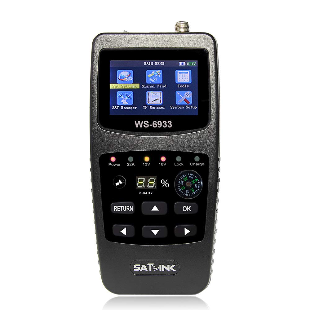 Satlink 6933 Pointeur satellite pour Transpondeurs DVB-S/DVB-S2 HD Noir