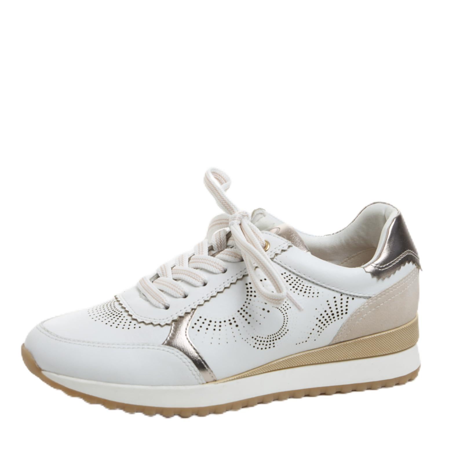MARCO TOZZI Women's Sneaker Soft Feel Me Removable Footbed Leather Soft Lining Modern, White (White/Powder), 5.5 UK