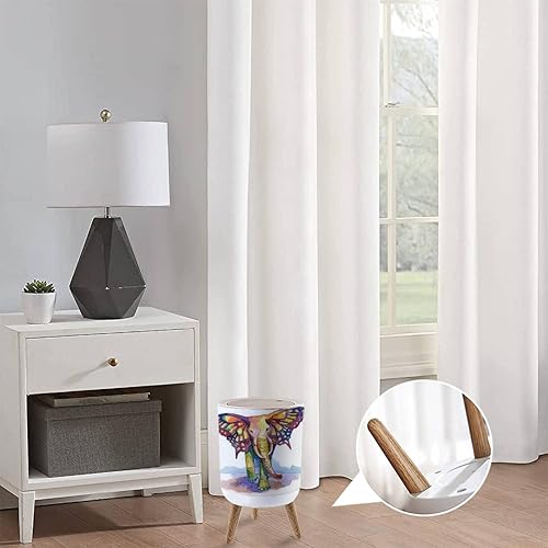Miniatura 4 de Cubo de basura pequeño con tapa para baño, cocina, oficina, pañal, acuarela, elefante, mariposa, alas de fantasía, animal, dormitorio, basura, cesta