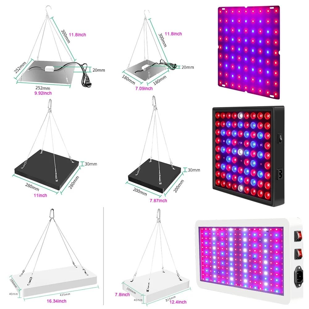81-312LED coltiva le luci for piante, lampada for coltivazione in serra a spettro completo 25W-80W for da interno Phytolamp idroponico Veg Illuminatore orticolo(169LED Full Spectrum)