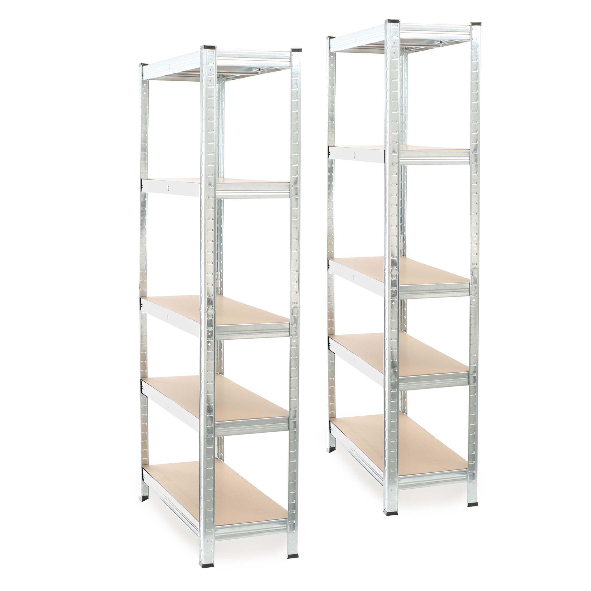 Wiltec Set 2X Schwerlastregal 154x75x30cm, 875 kg Gesamtlast, Steckregal verzinkt aus Stahl, Lastenregal mit 5 Ablagen, Werkstattregal