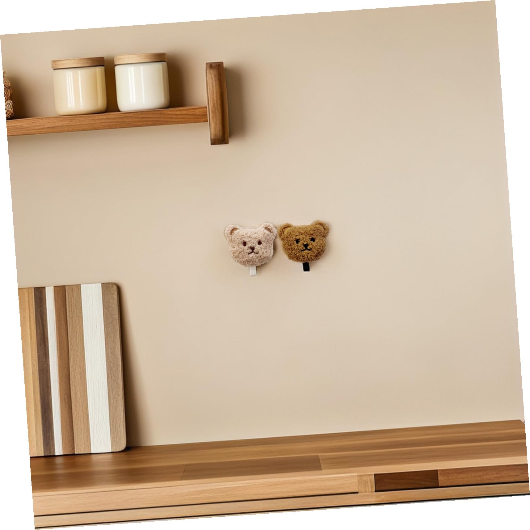 NUOBESTY Ganci Adesivi Murali 2 Pezzi Orso Peluche Carino per Chiavi e Ombrelli senza Fori Superficie Liscia per Camera da Letto e Armadio
