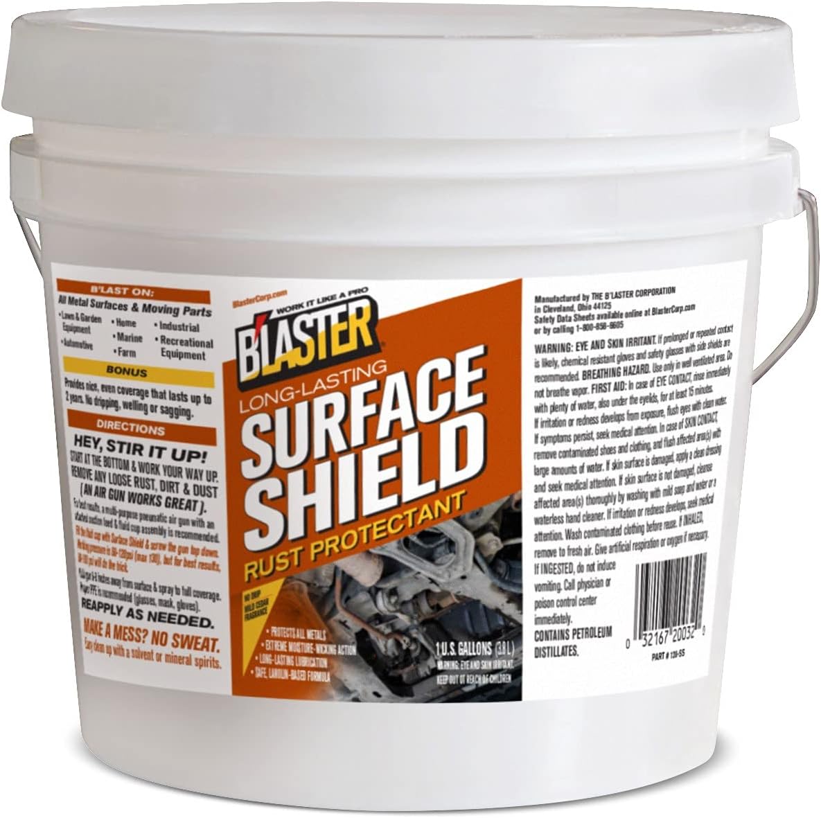 B’Laster Surface Shield Anti Rust for Metal – Rust Prevention for Tools, Equipment & Moving Parts – Long-Lasting Corrosion Protection with Lanolin-Based Formula – 1 Gallon