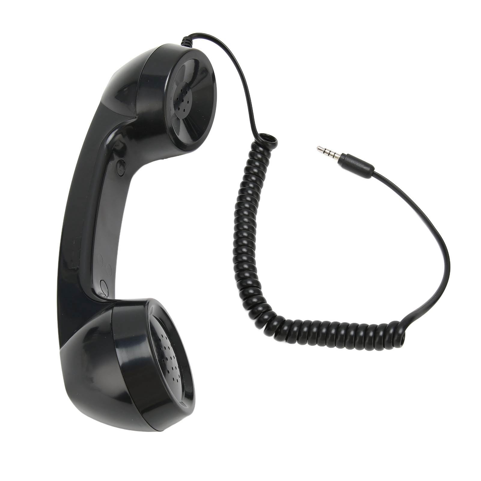 Ricevitore Telefonico per Cellulare, Cornetta retr¨°, Ricevitore Telefonico Integrato e Design del Microfono con Eccellente qualit¨¤ del Suono, Adatto a Tutti gli Smartphone e, the black pne