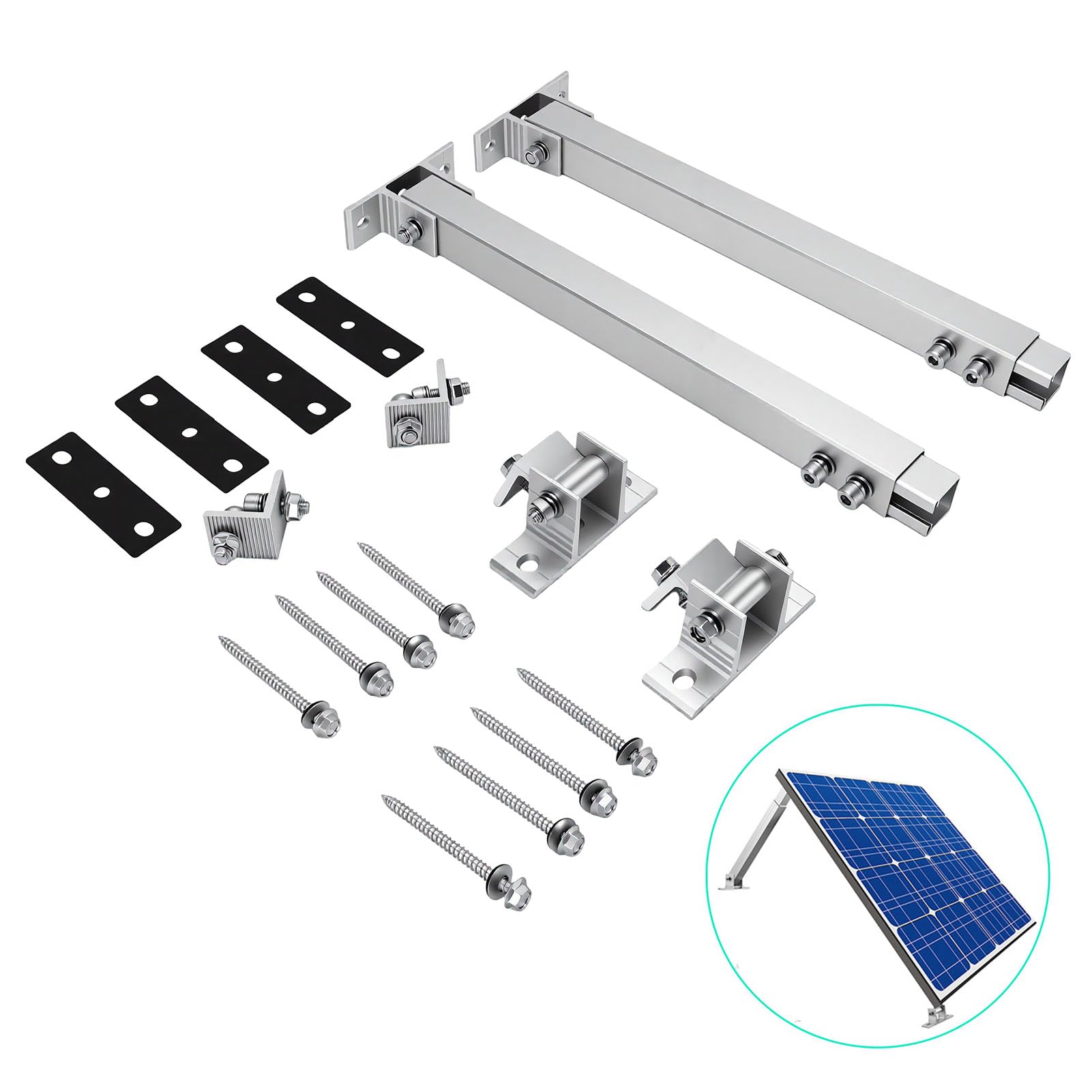 Supporto per Montaggio Pannello Solare, Regolabile 15-30 Gradi in | Heavy Duty Solar Rack with Angle Adjustment, for Balcony Roof, Cement and Tile Surfaces, 16.5-27.5in