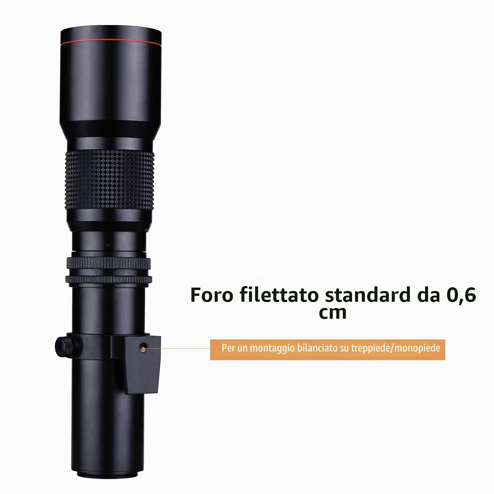 Teleobiettivo Zoom 500mm F/8.0-32 Obiettivo Manuale con Teleconvertitore 2X 500mm e Adattatore T2-, Attacco per Treppiede, Kit Teleobiettivo per Fotografia Naturalistica,