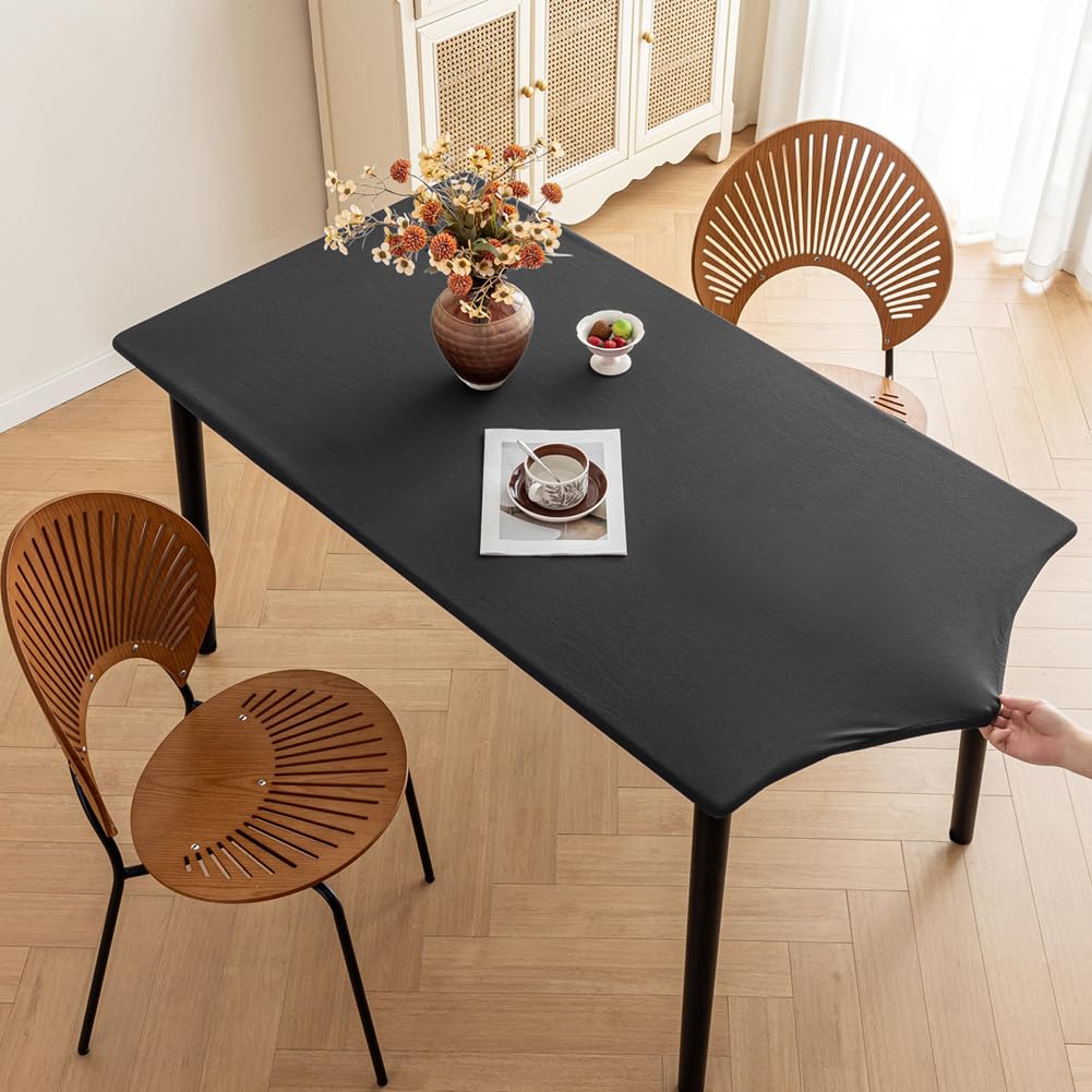 Copritavolo Rettangolare Elasticizzato Con Angoli – Grigio Scuro, 90x140 Cm, Impermeabile E Antimacchia, Tovaglia Aderente - 3