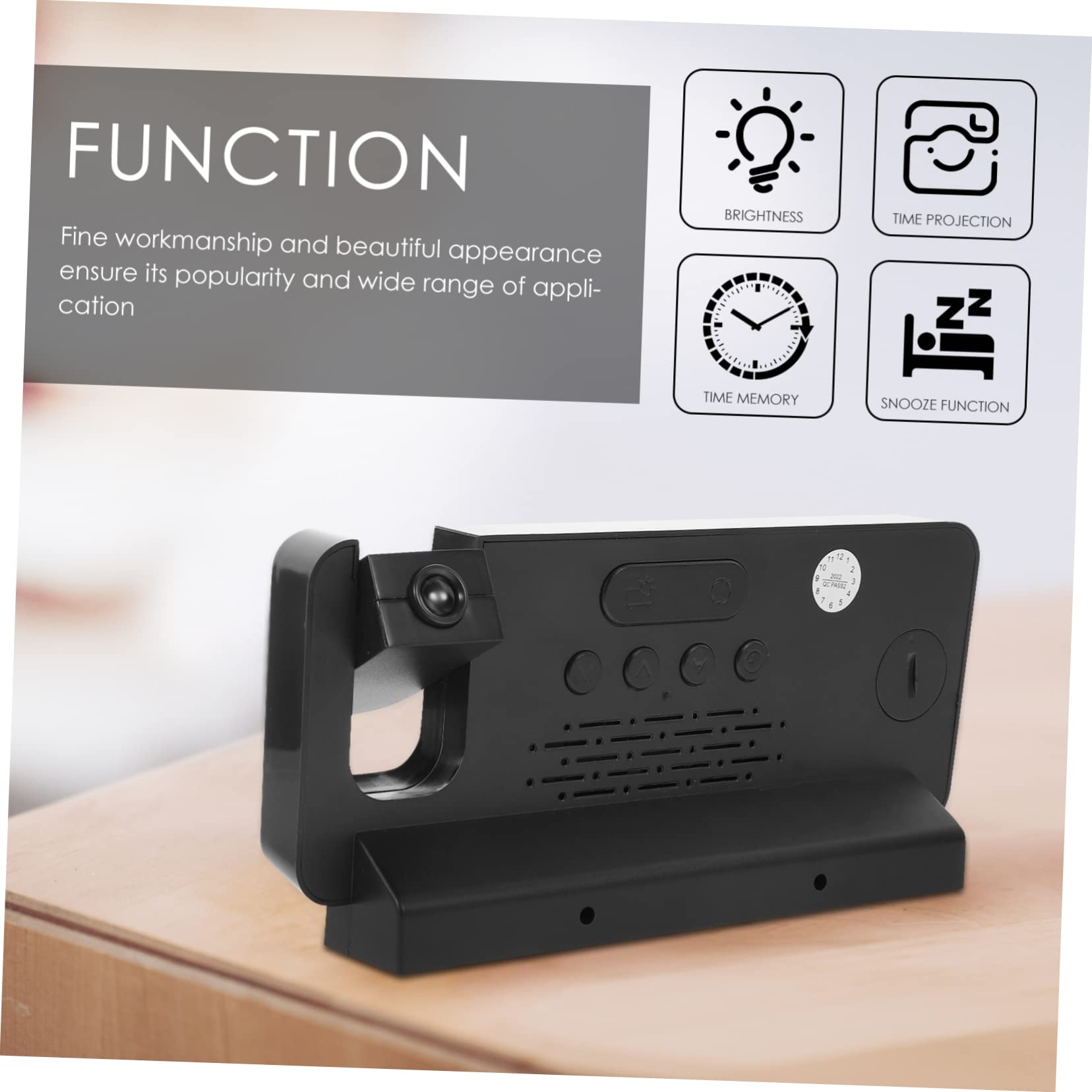 Elektronischer Projektionswecker LED Großanzeige, USB, Schwarz