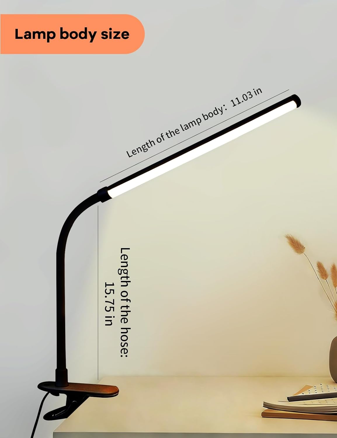 2 Pack LED Desk Lamp with Clamp,Eye-Friendly Clip on Lights for Home Office Study Reading,3 Modes 10 Brightness,Long Flexible Goose-Neck,Swing Arm Architect Task Table Lamps with USB Adapter