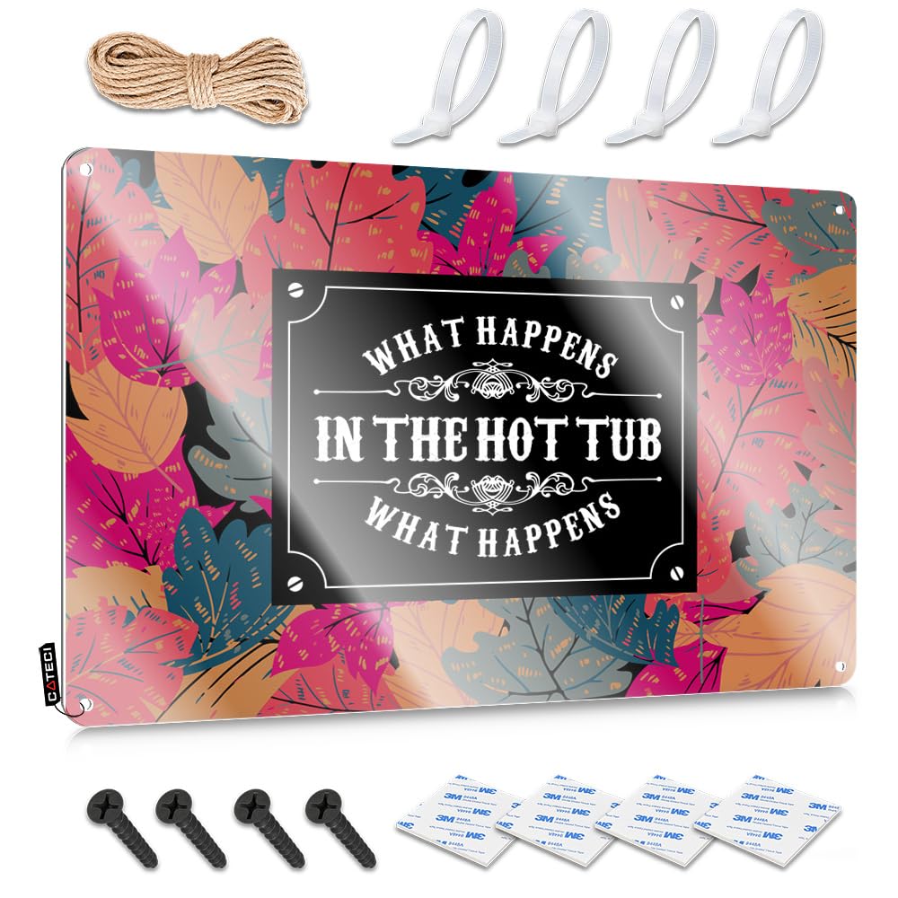 MWFKKADDB Man Cave Decor And Accessories What Happens In The Hot Tub Stays In The Tin Sign Home Decor For Men Garage Signs Funny(30X40CM)