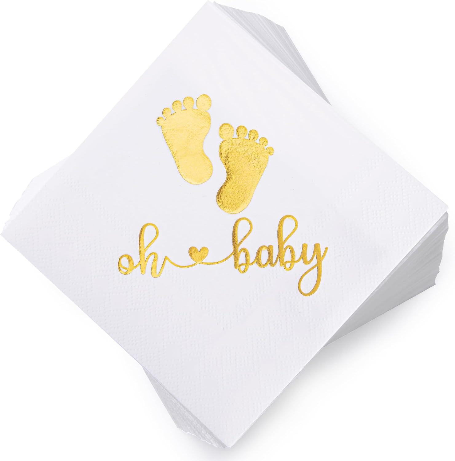 100Pcs Baby Shower Napkins, 10 x 10 Inch Gold Foil Cocktail