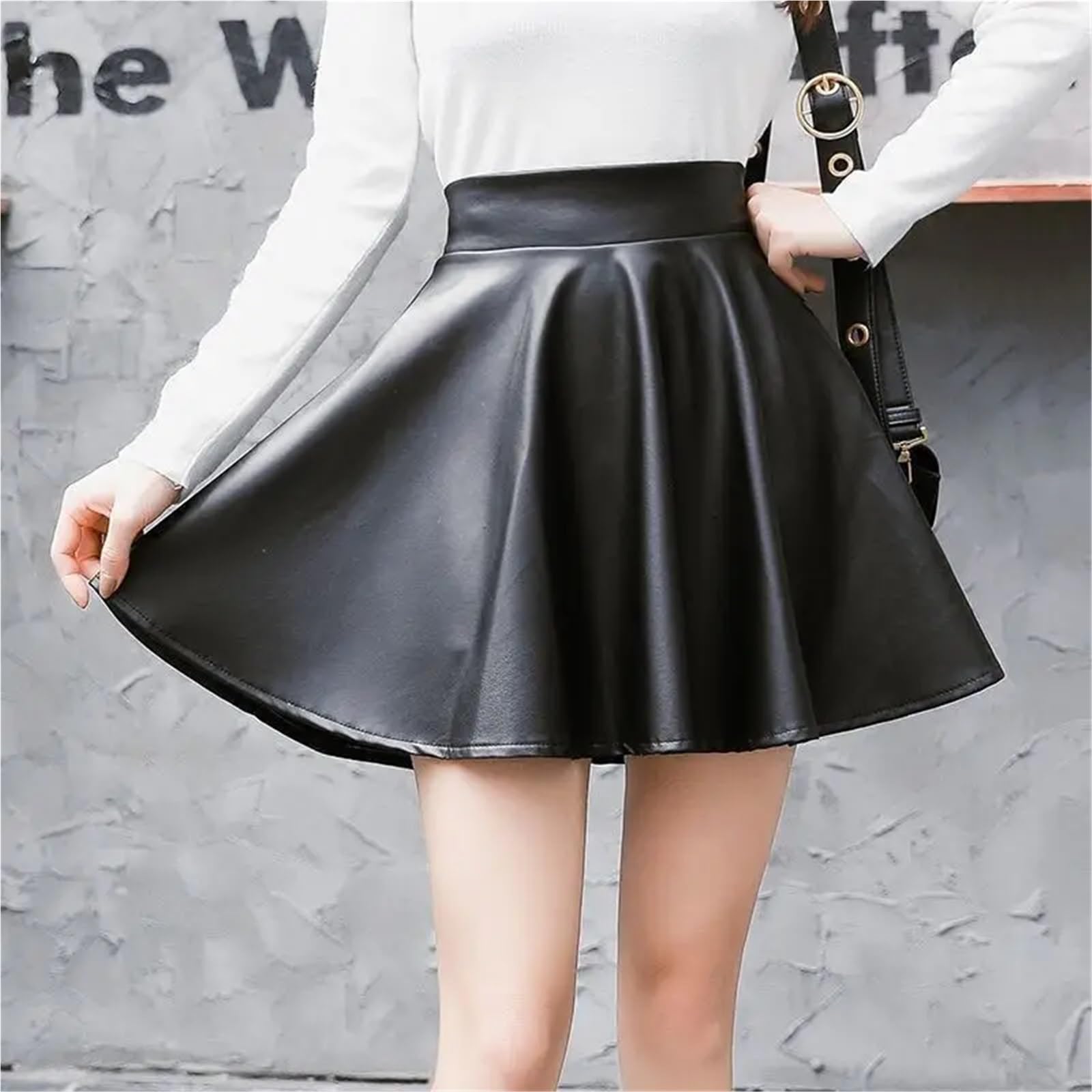 Falda De Cuero para Mujer Faldas Sexis de Piel sintética for Mujer, Minifalda Corta elástica Cintura Alta para Mujer