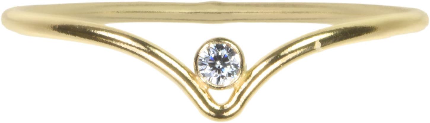 Chevron Ring with CZ Sterling Silver or 14K Gold Fill - Image 3