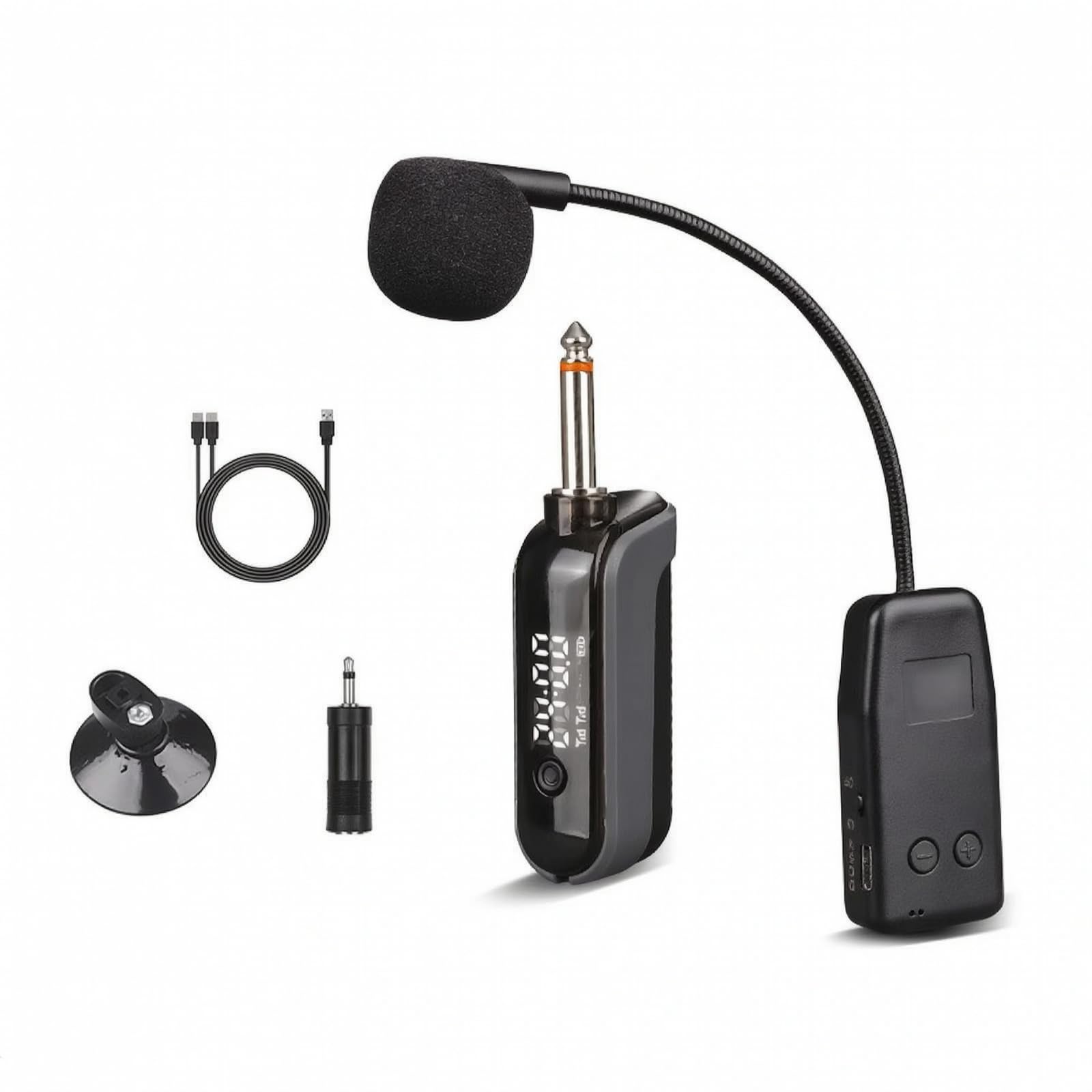 Praktisches Saugnapf Mikrofon für Saitenklang mit USB Ladekabel Und Adapterstecker für Mobile Aufnahmegeräte