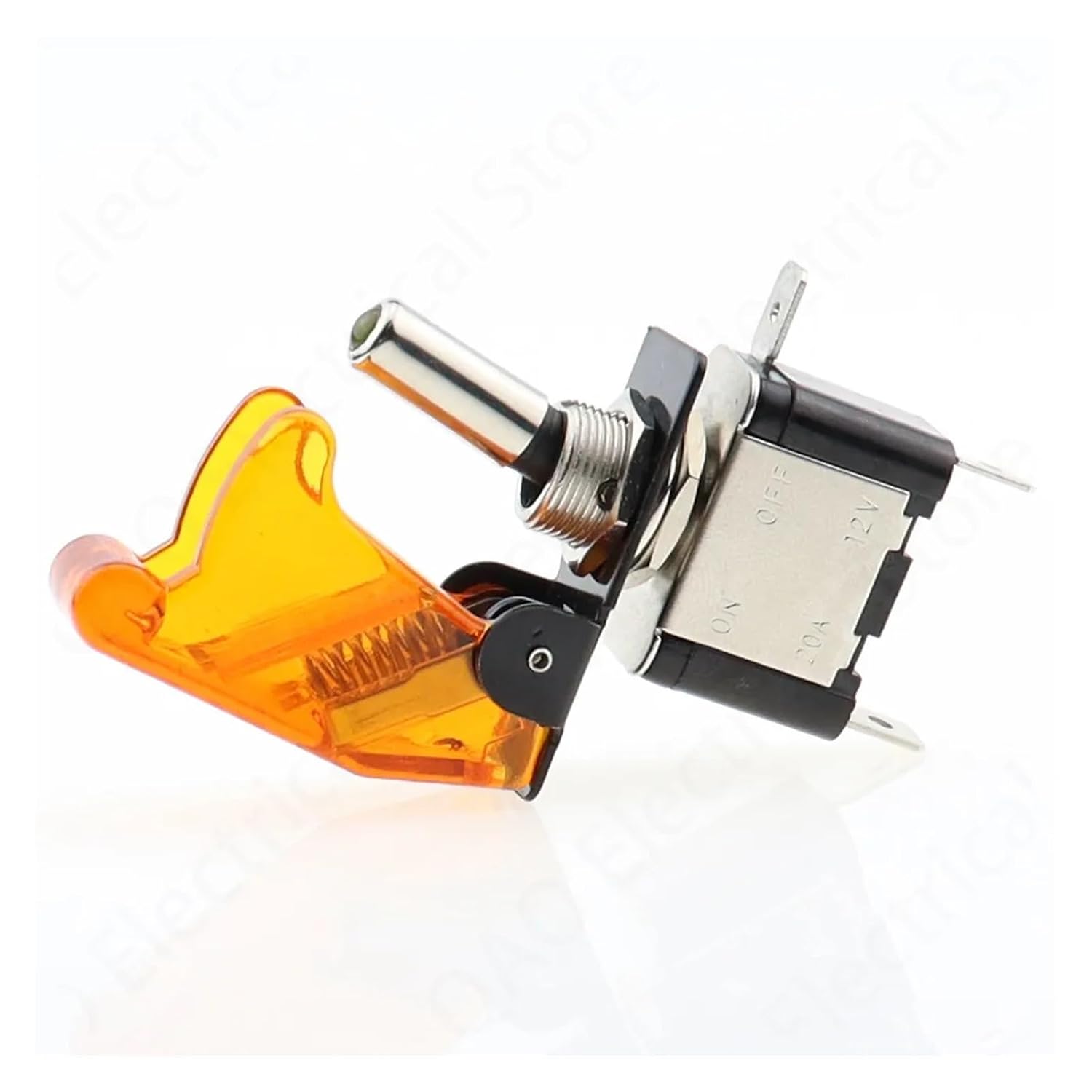 Auto Car Boat Truck Illuminated Led Toggle Switch with Aircraft Flip Up Cover Guard Yellow 12V20A