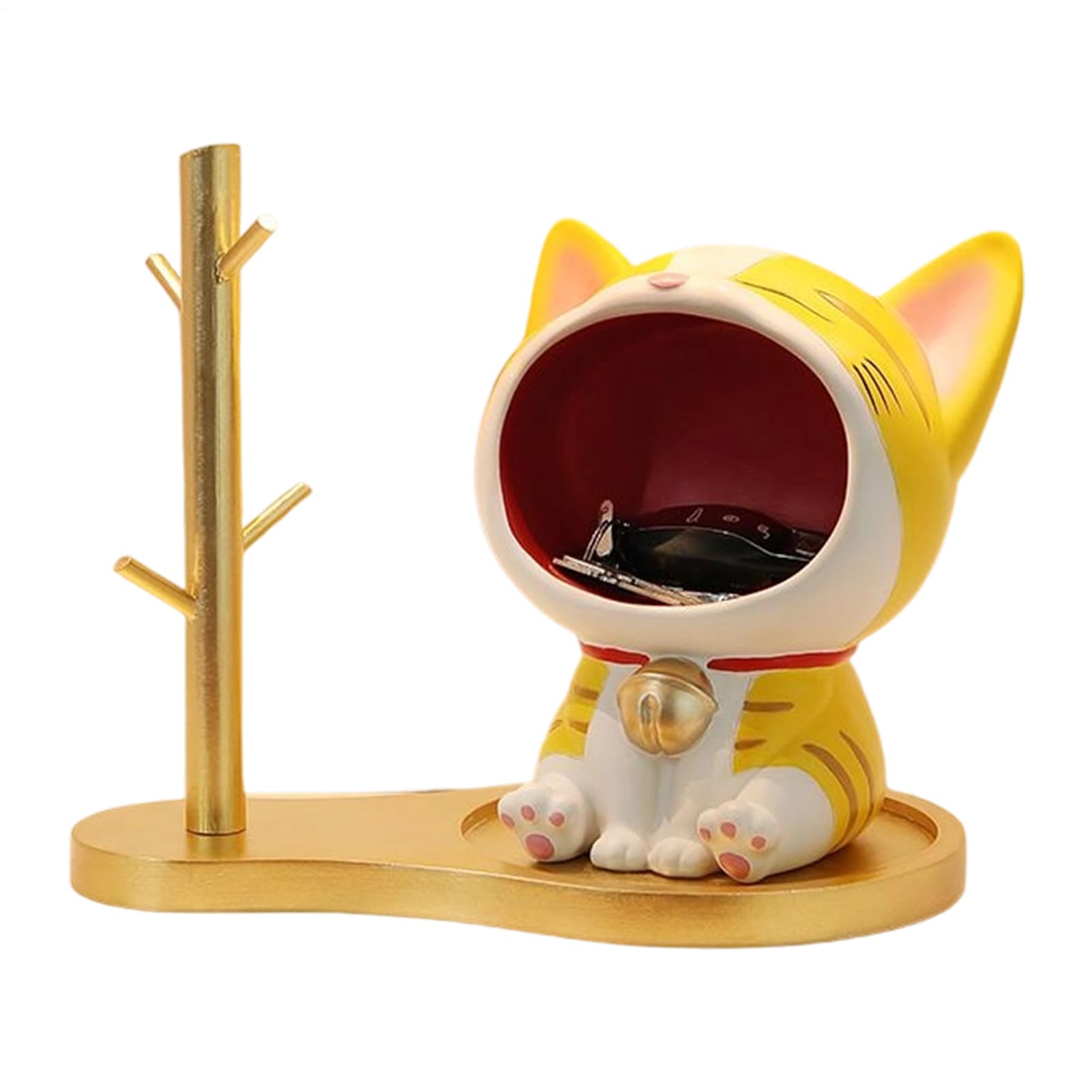 Bandeja Para Llaves De Entrada Figura De Gato De Pie Estatuilla Escultura | Bol Decorativo de Entrada Sala Dormitorio Gabinete Caramelos