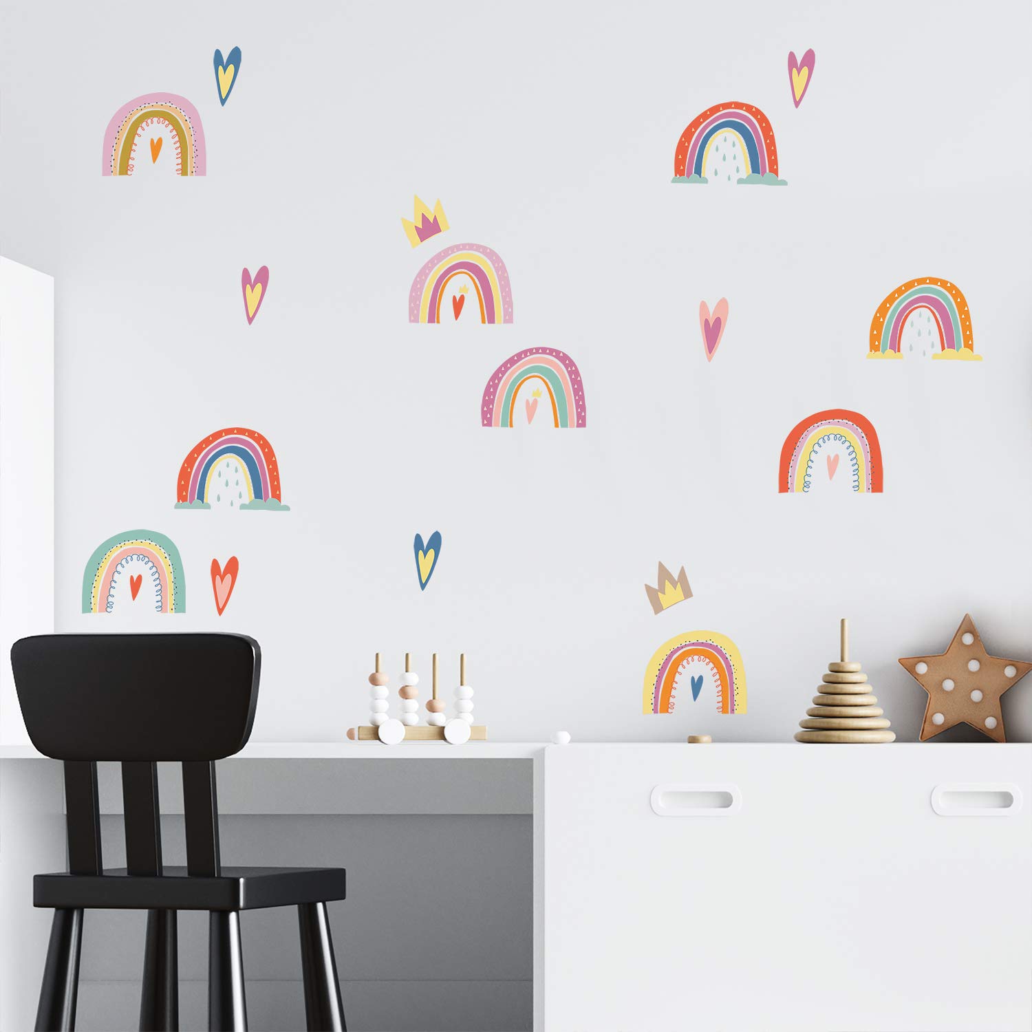 WALPLUS Scandinavian Wiggle Rainbow Wall Stickers for Kids Nursery Playroom, Bedroom Decor - Peel & Stick, Easy to Apply & Remove