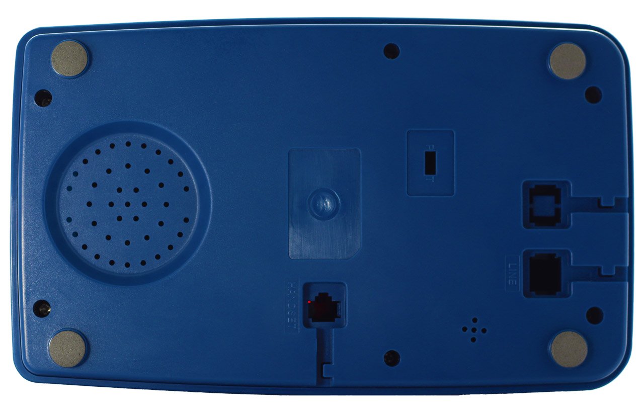 Opis Technology PushMeFon Cable: 1970er Designer Retro Tastentelefon Schnurgebunden/Festnetztelefon Schnurgebunden/Retro-Telefon in modernen Farben mit Metallklingel (dunkelblau)