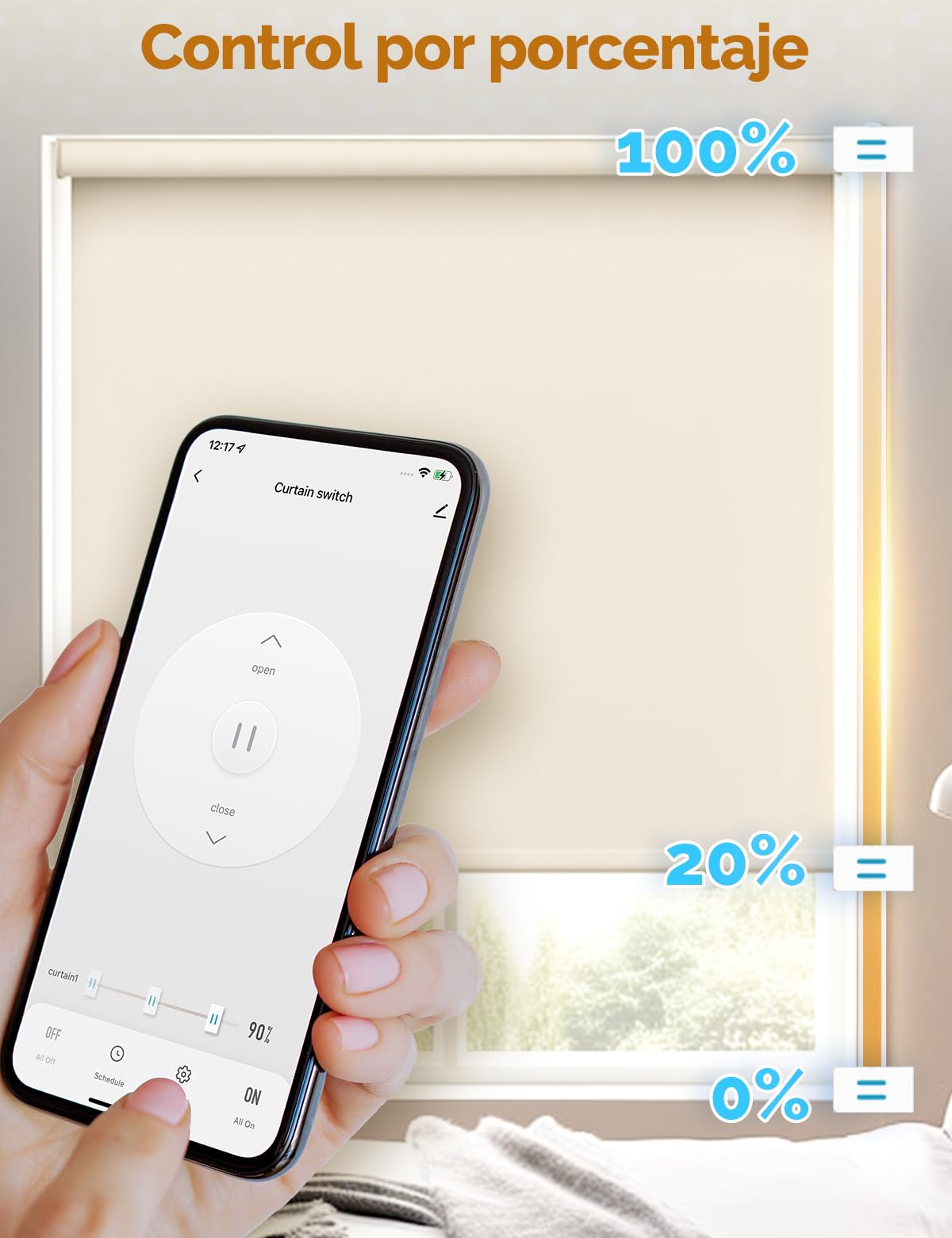 MOES Interruptor de Persianas Inteligente WiFi 2.5D, Control de Persianas con Ajuste de Porcentajes, Temporizador y Control por Voz, Compatible con Alexa y Google Home, Requiere Cable Neutro 4 PCS