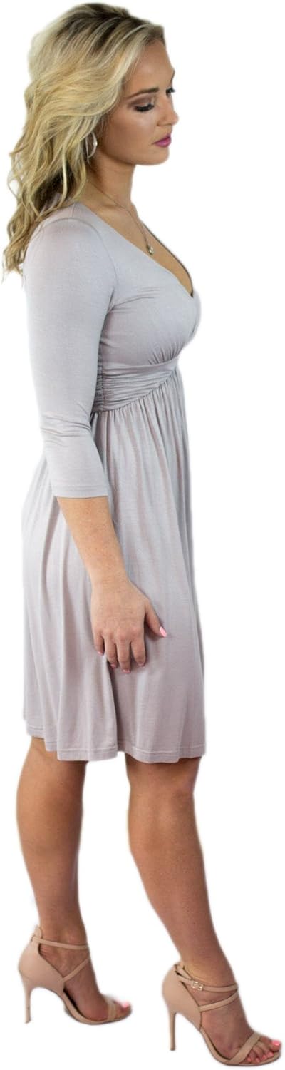 チャームYour Princeレディース3 / 4 Sleeve Fall膝上Vネックドレス US サイズ: L カラー: グレー