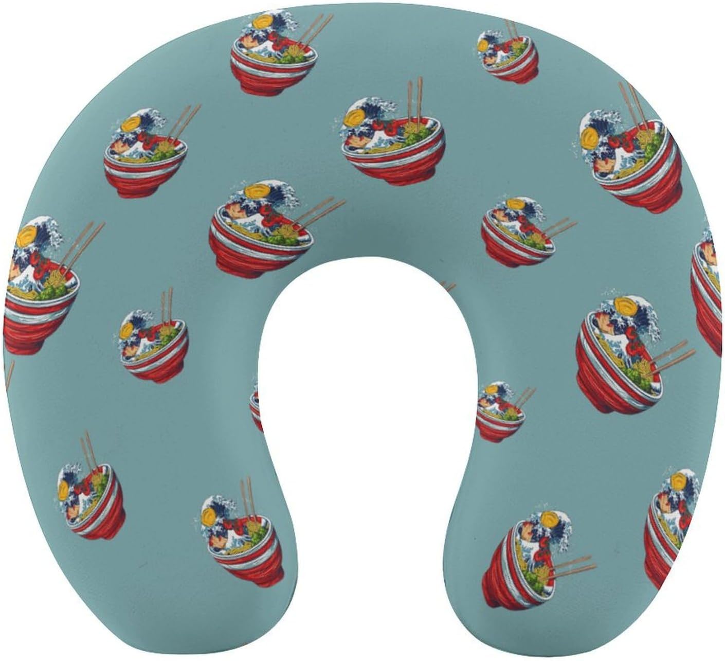 Great Ramen Wave Funny Travel Pillow U Shaped Memory Foam Neck Pillows Portable for Flight Car Home Office