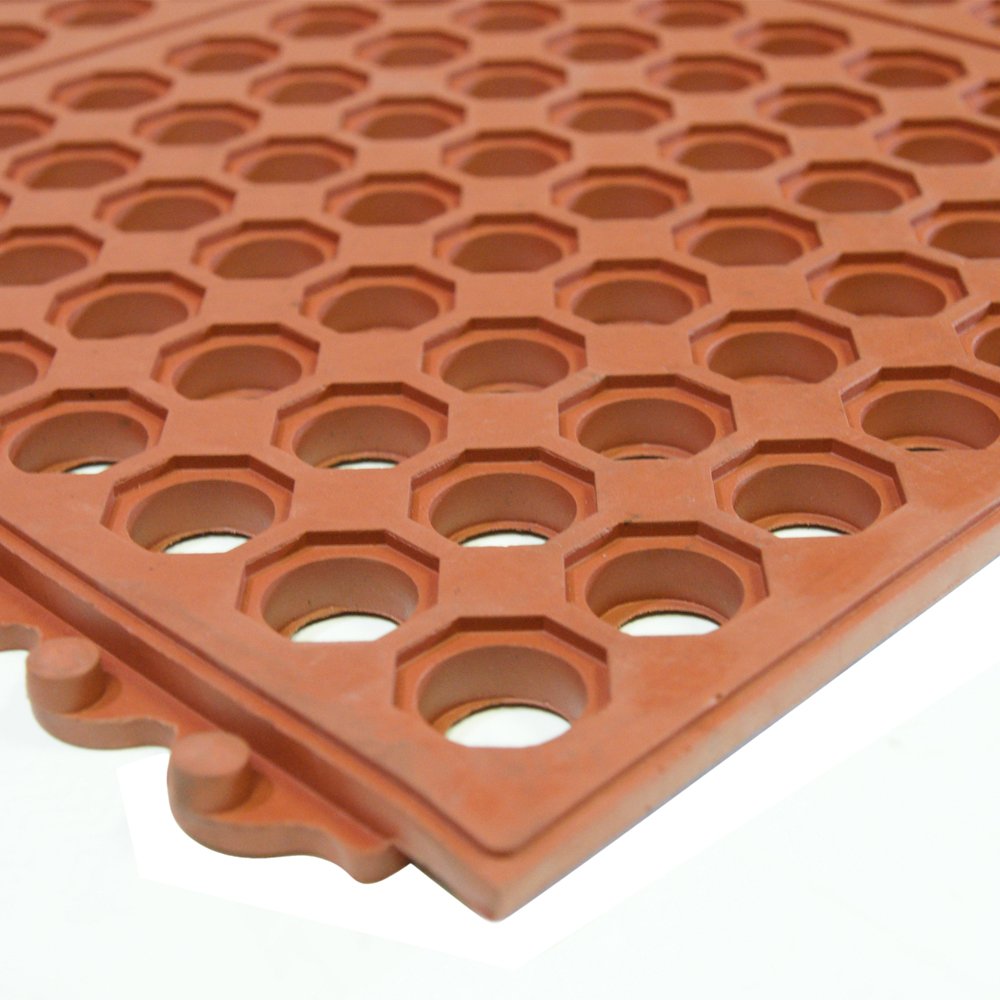 Rubber-Cal 03_126_INT_WRD Dura-Chef Interlock Anti-Fatigue Rubber Floor Matting, 5/8" x 36" x 36", Red
