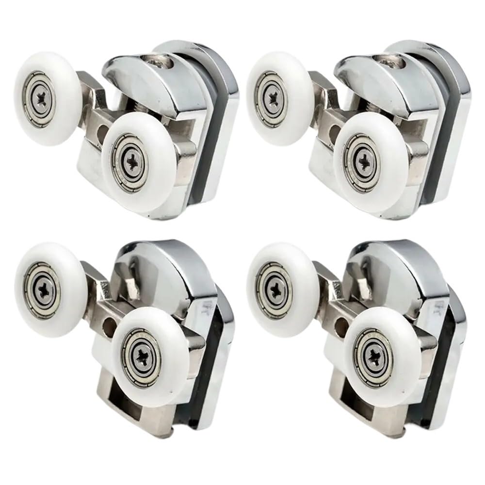 Shower Door Rollers 4pcs-8pcs Shower Door Rollers Runner 23mm/25mm Zinc Alloy Double-Wheels Replacement Sliding Roller Bearing Wheel(2top2bottom,23MM)