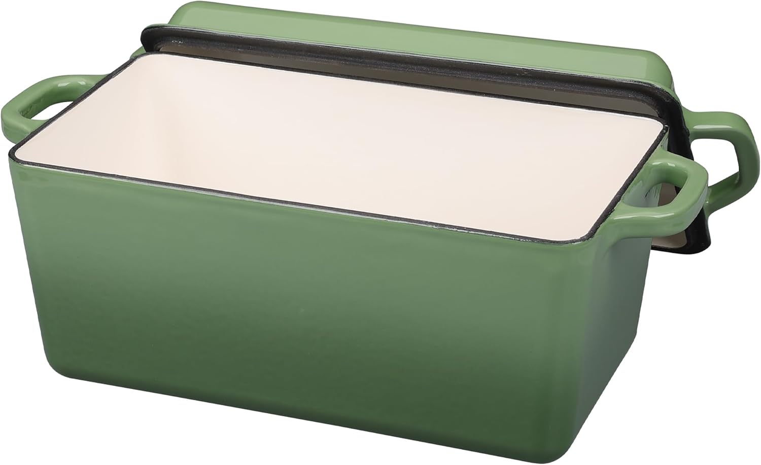 Enameled Cast Iron Dutch Oven, Oblong Bread Oven for Sourdough Bread Baking, Baking Pan, Dual Handles, Oven Safe, 4 Quart, Pistachio Green