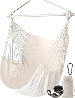 Chihee Hammock Chair with Collapsible Metal Spreader Bar - 500 lbs Capacity Portable Cotton Swing for Indoor Outdoor Relaxation